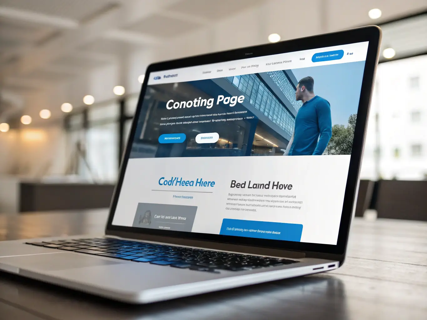 A visually appealing landing page design showcasing a clear call-to-action, persuasive headlines, and engaging visuals. The image represents the optimization of landing pages to maximize conversion rates and generate high-quality leads.