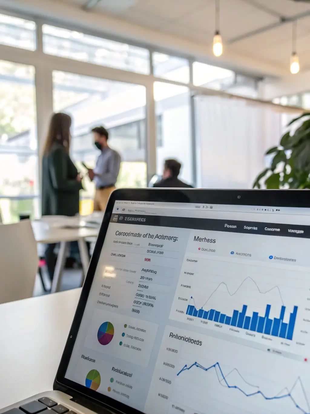 A professional photograph of a website dashboard showing increased traffic and improved keyword rankings, symbolizing the increased visibility achieved through strategic SEO management.