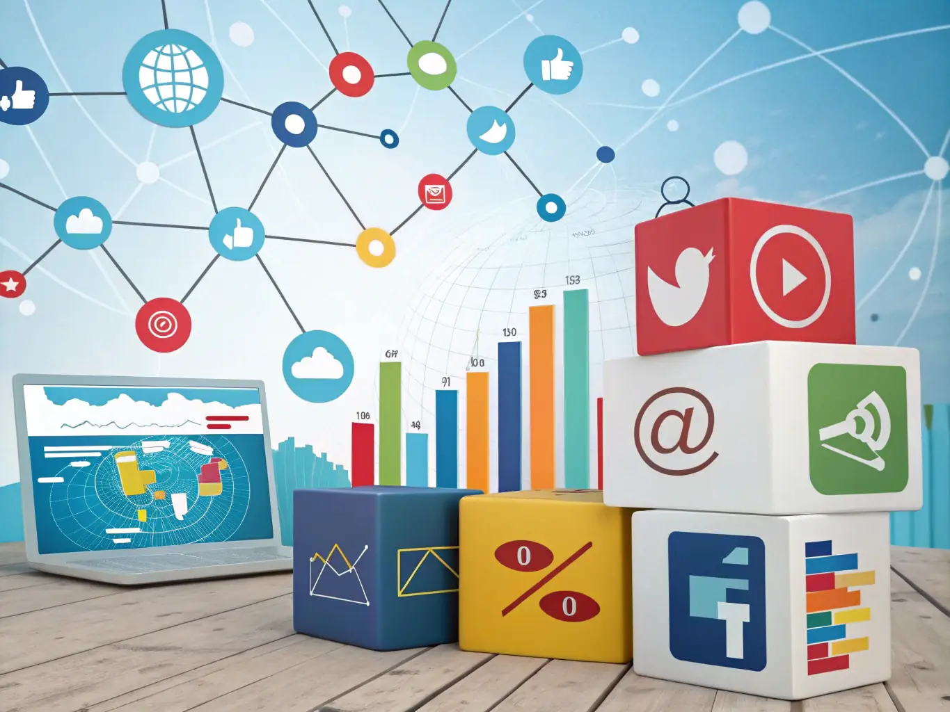 A graphic representation of structured data and schema markup, showcasing enhanced search engine results with rich snippets.