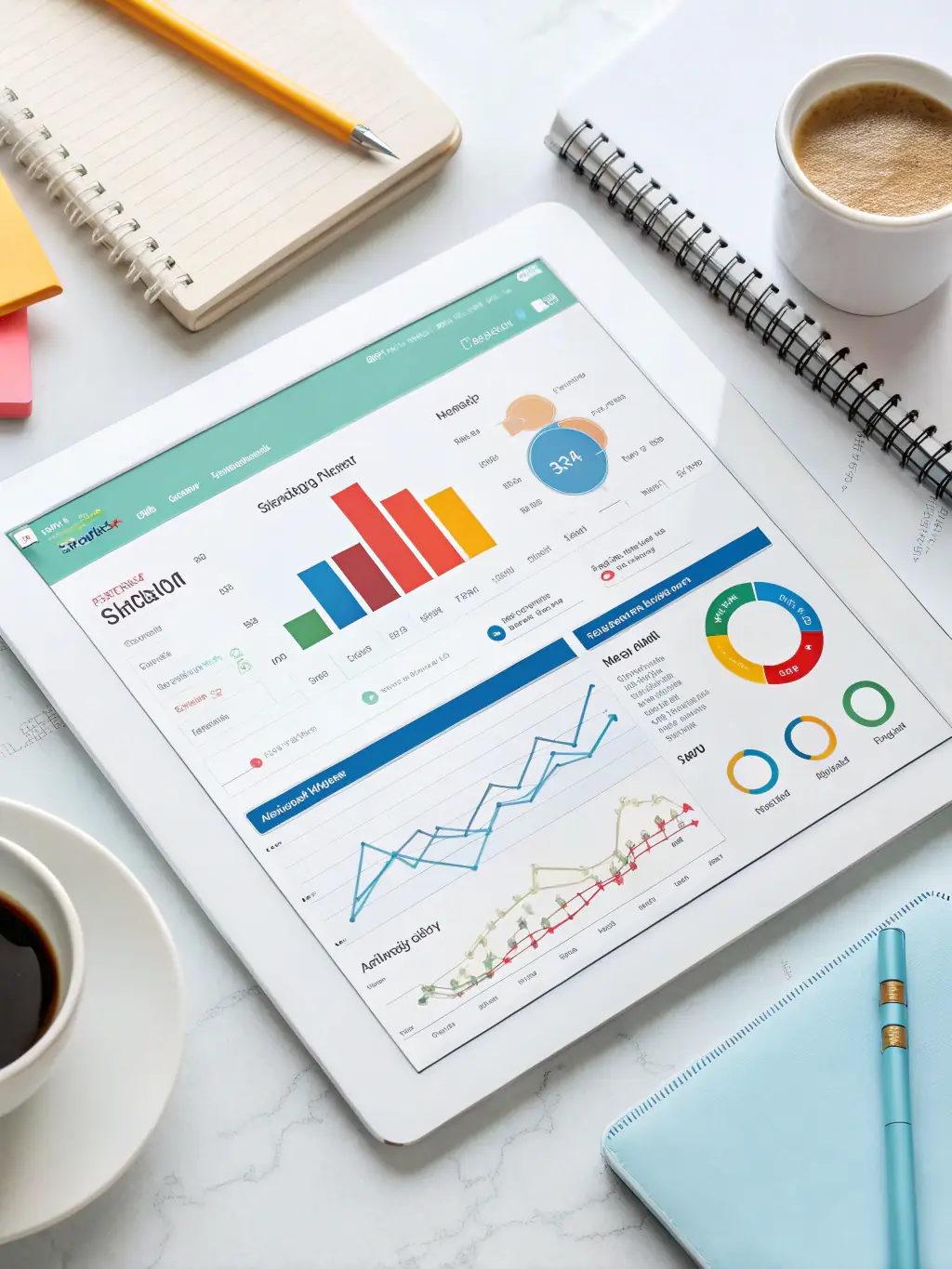 A visual representation of a keyword research process, showing data analysis and strategic planning for a local service business.